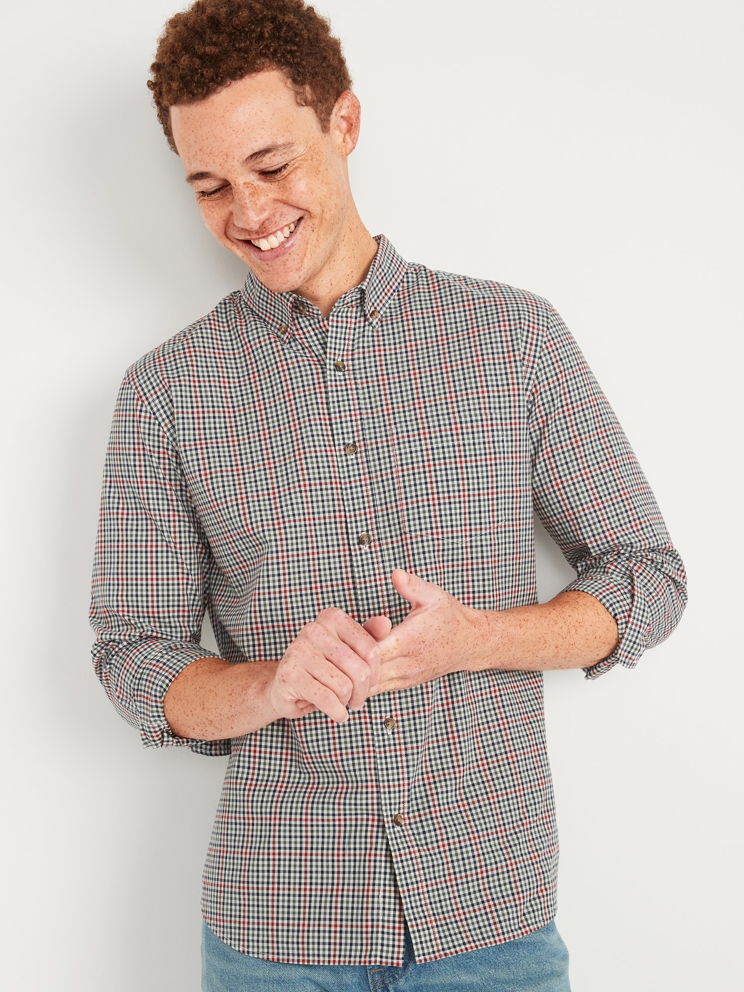 Old Navy Slim Fit Plaid Twill Shirts, $29, Old Navy