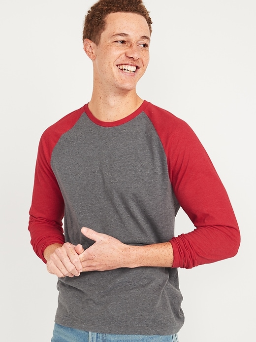 Image number 1 showing, Color-Blocked Raglan Long-Sleeve T-Shirt