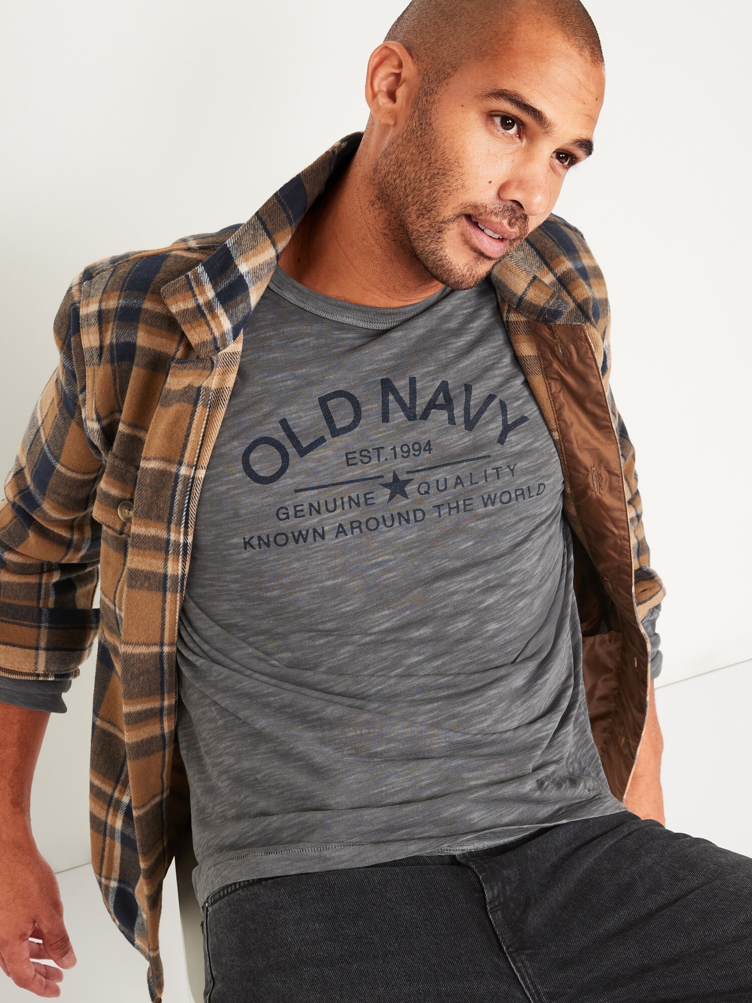 Vintage GarmentDyed LogoGraphic LongSleeve TShirt for Men Old Navy