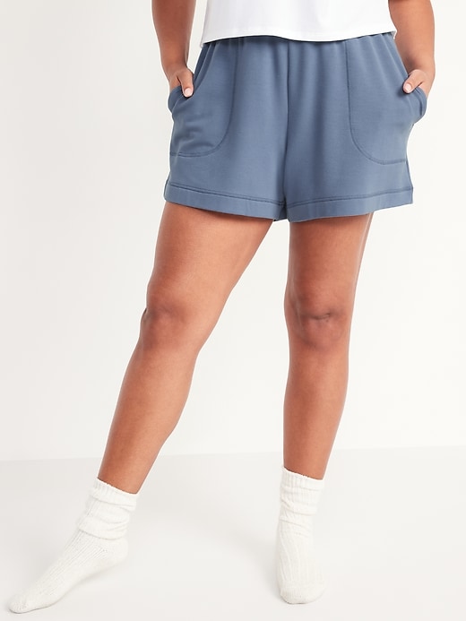 High-Waisted Cozy-Knit Pajama Shorts 