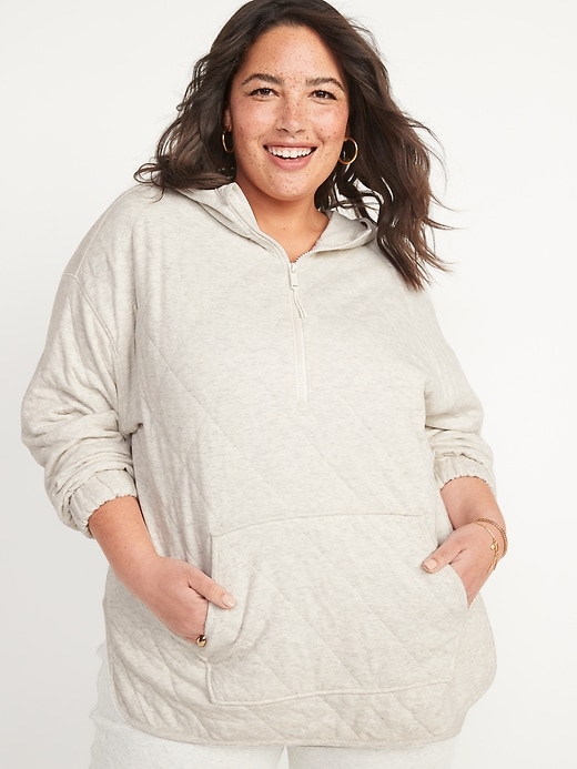Image number 7 showing, Quilted Quarter-Zip Tunic Hoodie