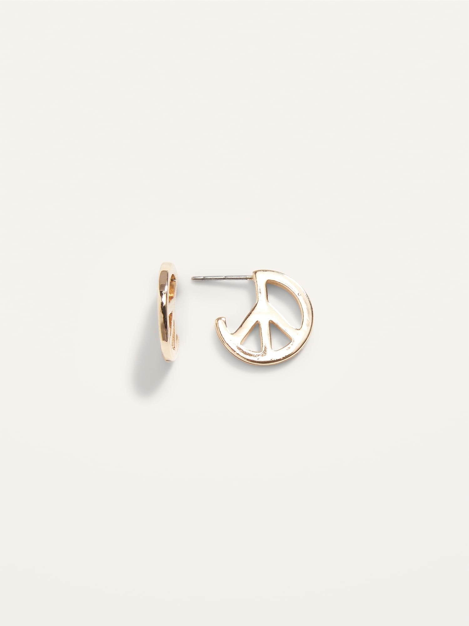 Gold-Toned Peace Sign Stud Earrings for Women