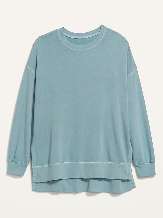 Image number 4 showing, Vintage Long-Sleeve Garment-Dyed French-Terry Tunic Sweatshirt for Women