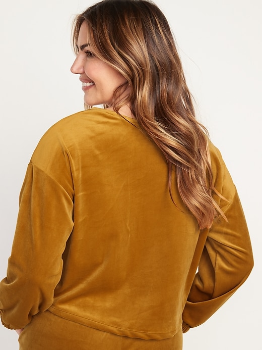 Image number 2 showing, Long-Sleeve Velvet Pajama Top