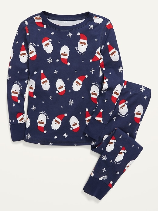 Gender-Neutral Matching Santa Claus Snug-Fit Pajama Set For Kids