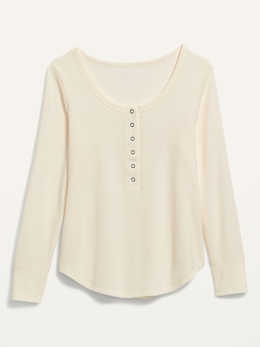 Image number 4 showing, Long-Sleeve Thermal-Knit Henley Pajama T-Shirt