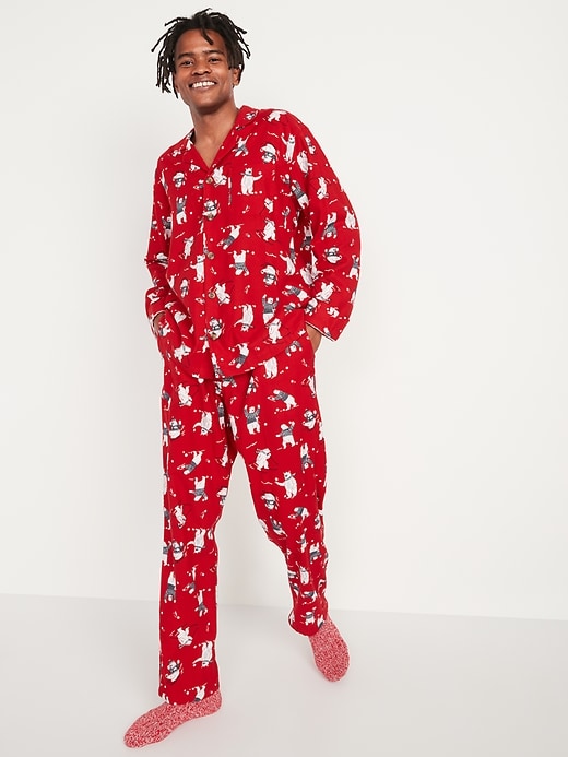 Image number 1 showing, Matching Holiday Flannel Pajamas Set