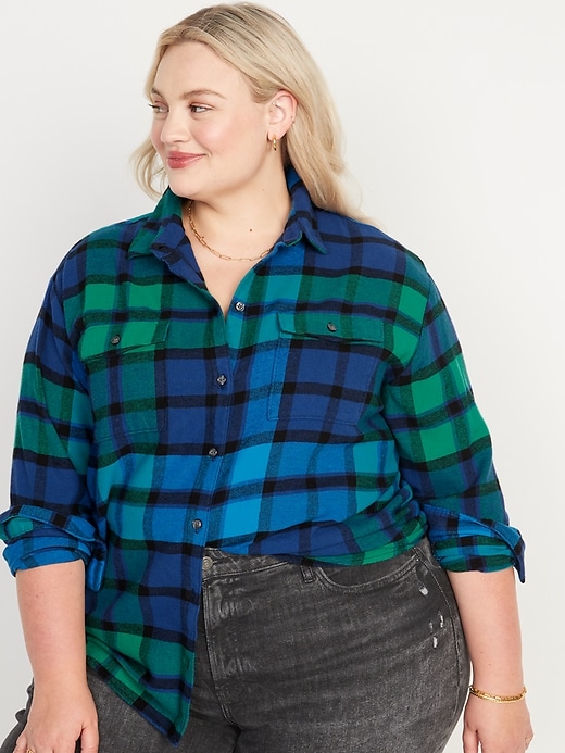 Image number 7 showing, Oversized Plaid Flannel Boyfriend Tunic Shirt