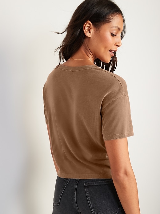 Image number 2 showing, Loose Short-Sleeve Crop T-Shirt for Women