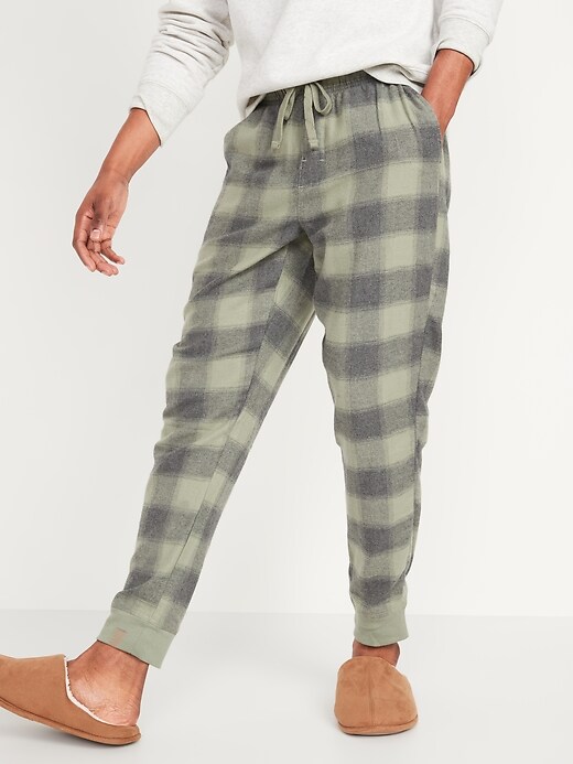 View large product image 1 of 1. Plaid Flannel Jogger Pajama Pants