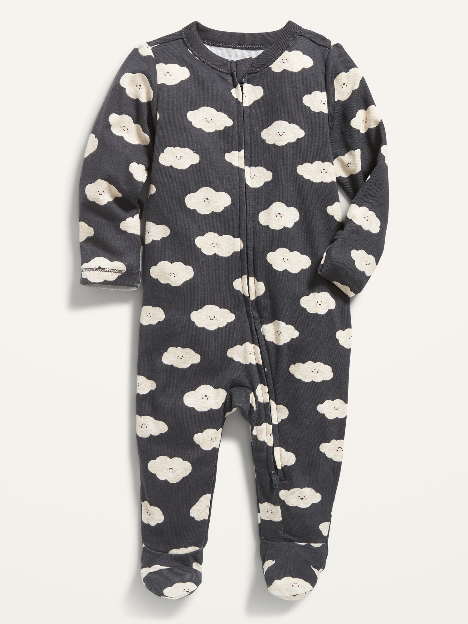 Old Navy Unisex Cloud-Print Sleep & Play Footed One-Piece for Baby gray. 1