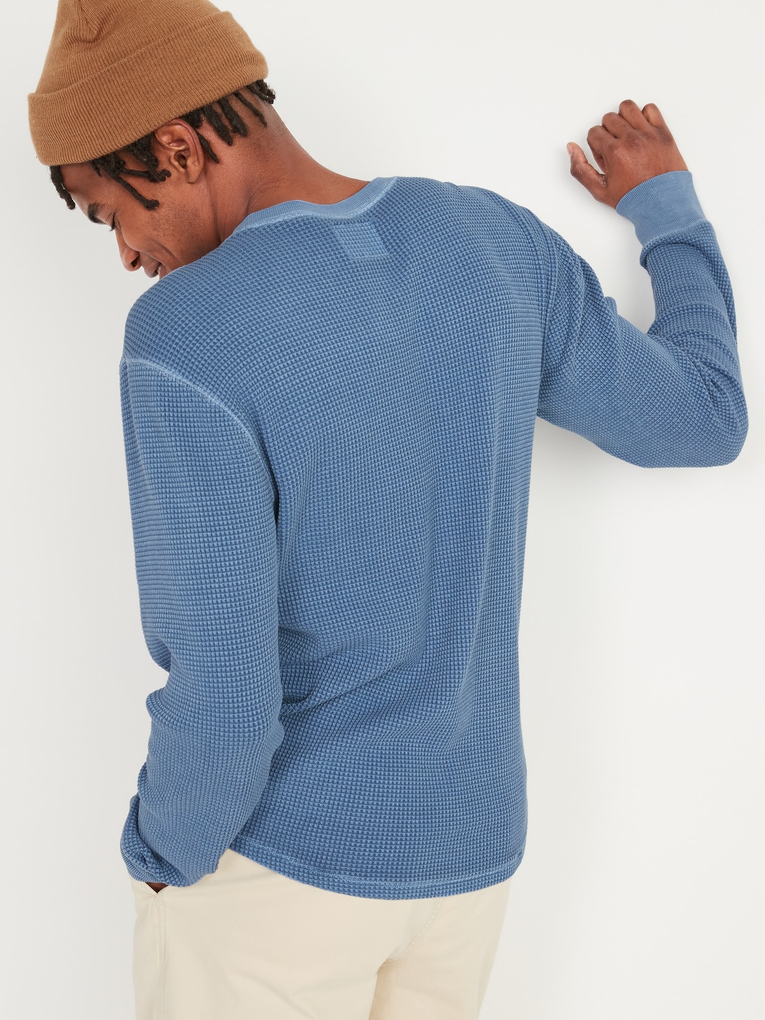 Garment-Dyed Thick Thermal-Knit Long-Sleeve Henley T-Shirt | Old Navy