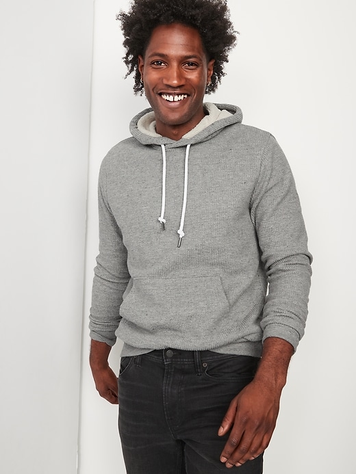 Image number 1 showing, Cozy Sherpa-Lined French-Rib Pullover Hoodie