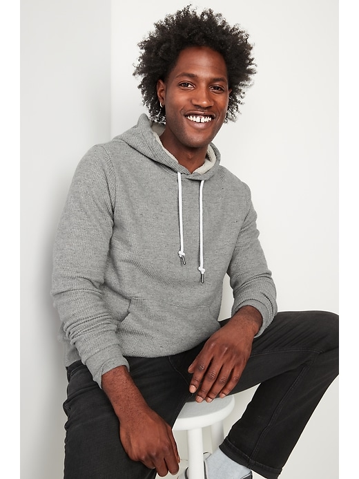 Cozy Sherpa-Lined French-Rib Pullover Hoodie for Men | Old Navy