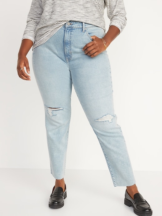 Image number 7 showing, Higher High-Waisted O.G. Straight Ripped Cut-Off Jeans for Women