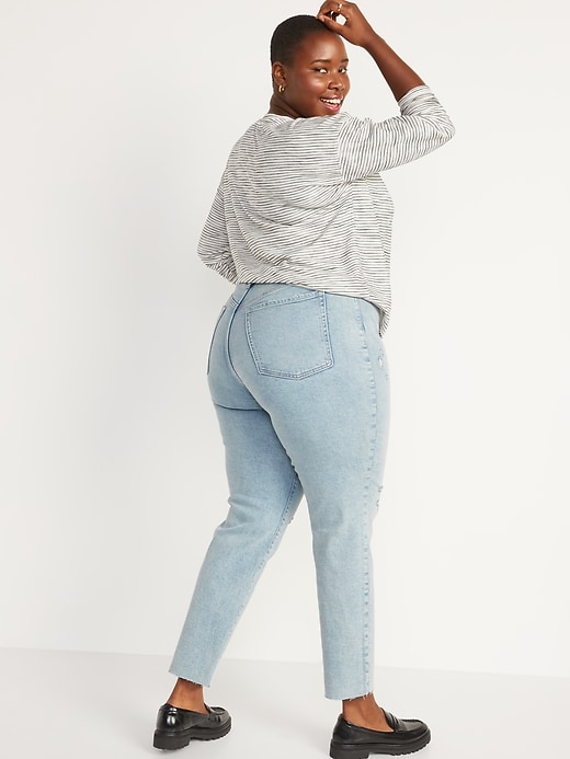 Image number 8 showing, Higher High-Waisted O.G. Straight Ripped Cut-Off Jeans for Women