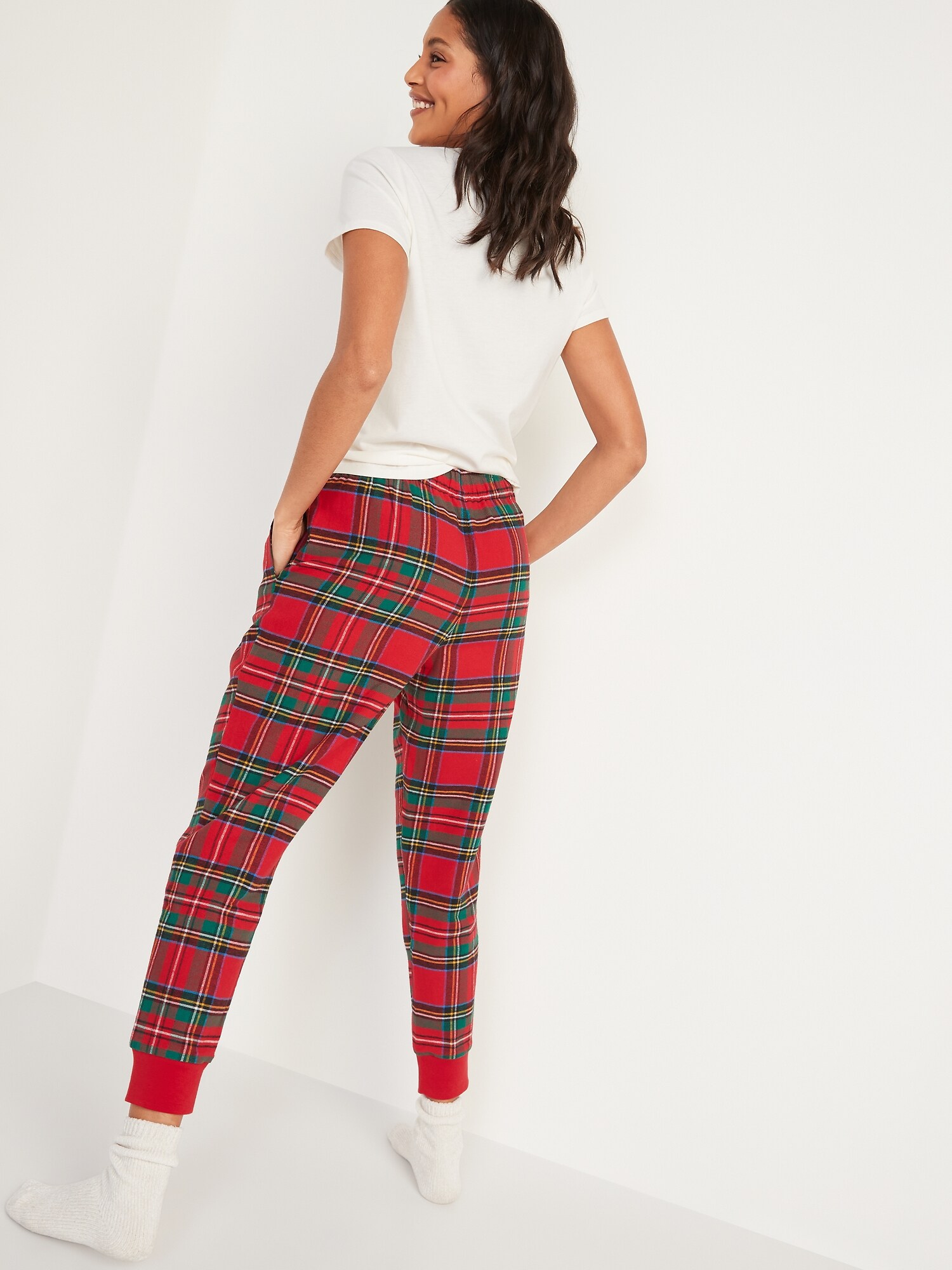 patterned flannel jogger pajama pants for women