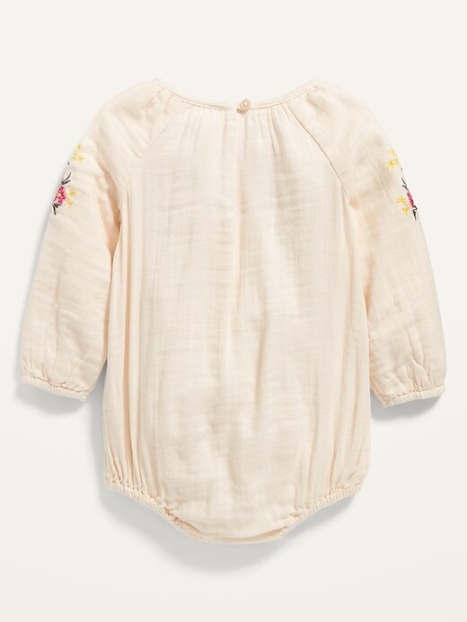 View large product image 2 of 2. Long-Sleeve Embroidered Bubble One-Piece for Baby