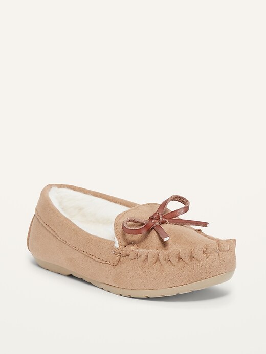 navy suede moccasin slippers