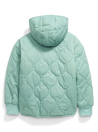View large product image 3 of 3. Hooded Quilted Packable Half-Zip Puffer Jacket for Girls