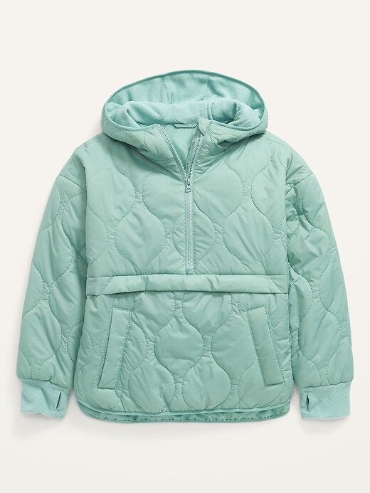 View large product image 2 of 3. Hooded Quilted Packable Half-Zip Puffer Jacket for Girls