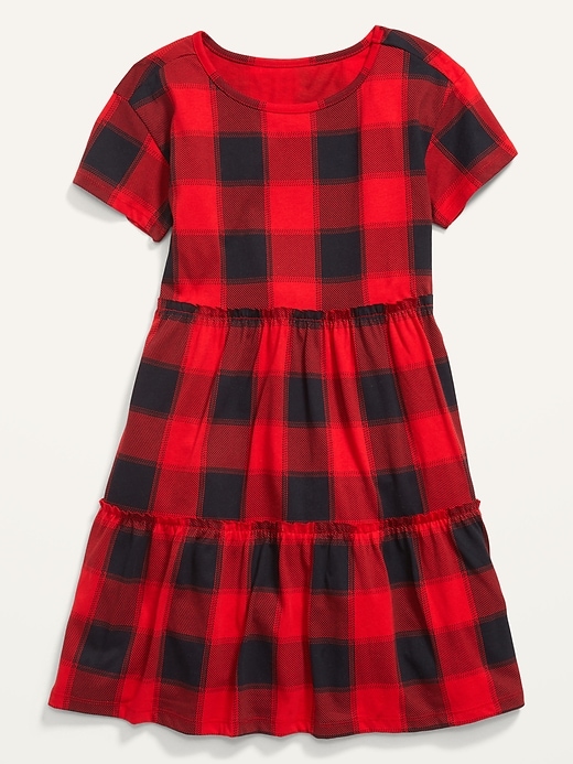 View large product image 2 of 3. Tiered Printed Short-Sleeve Dress for Girls