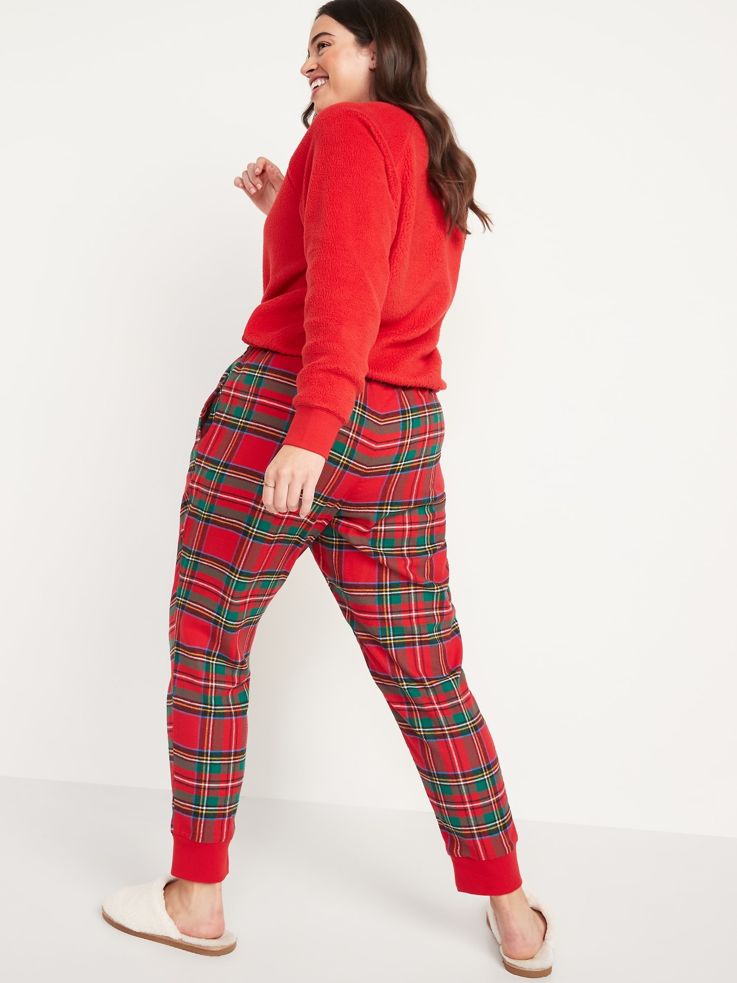 patterned flannel jogger pajama pants for women