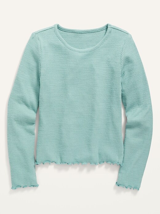 Cozy Rib-Knit Cropped Long-Sleeve Top for Girls