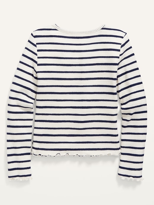 Cozy Rib-Knit Striped Graphic Cropped Long-Sleeve Top for Girls | Old Navy