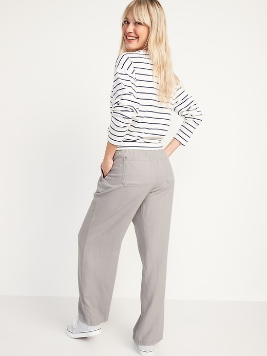 Image number 6 showing, High-Waisted Wide-Leg Linen-Blend Pants for Women