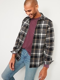 Regular-Fit Patterned Flannel Shirt for Men