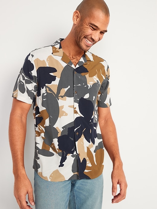 Old Navy Printed Short-Sleeve Camp Shirt for Men. 1