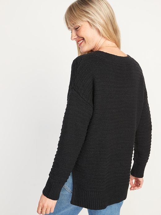 Image number 2 showing, Long-Sleeve Textured-Knit Tunic Sweater