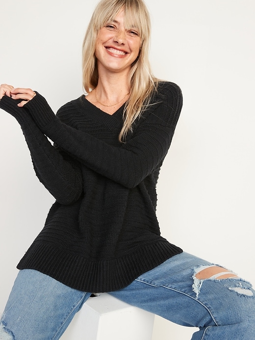 Image number 3 showing, Long-Sleeve Textured-Knit Tunic Sweater