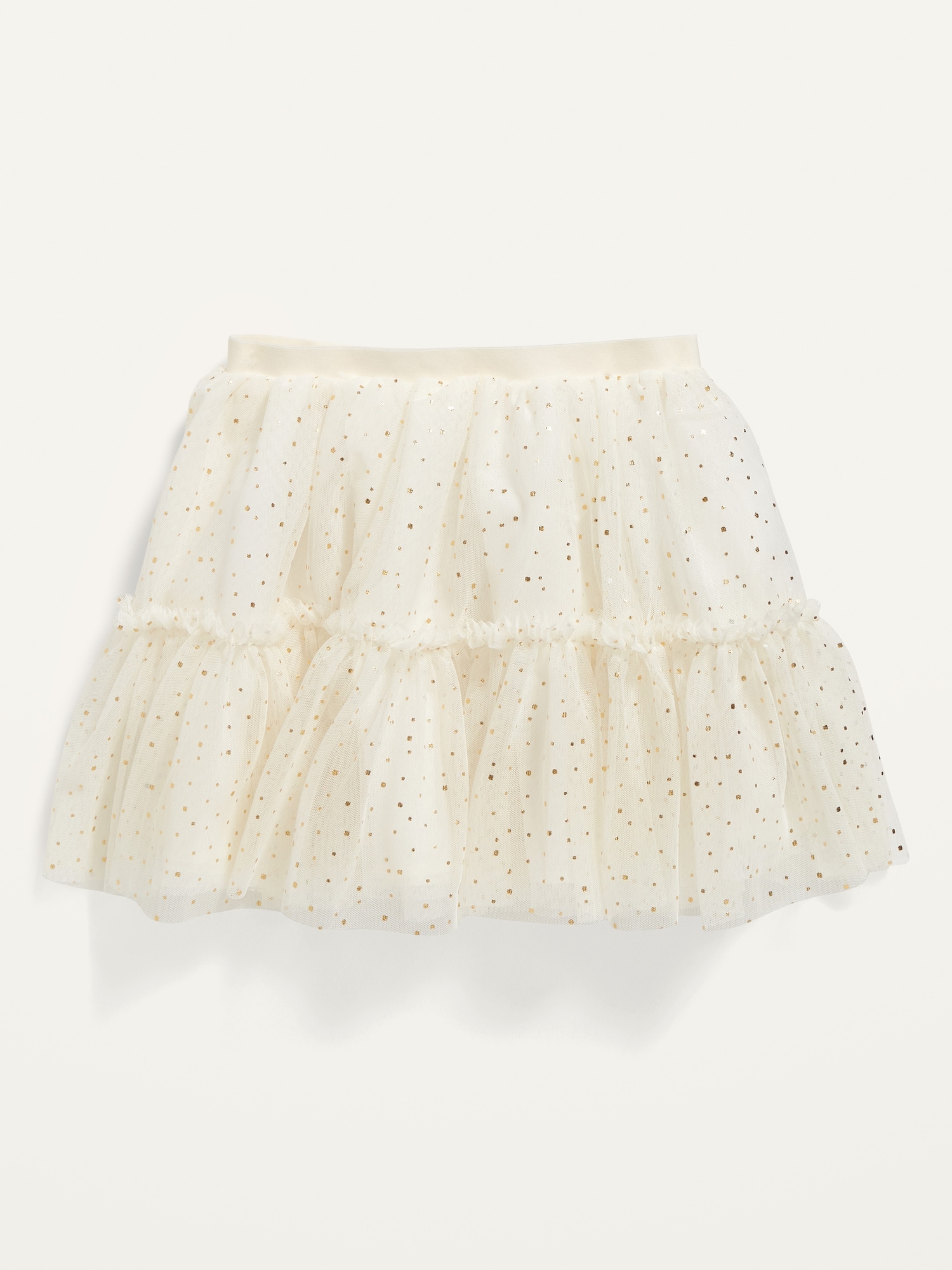 Gold-Flecked Tiered Tulle Tutu Skirt for Toddler Girls