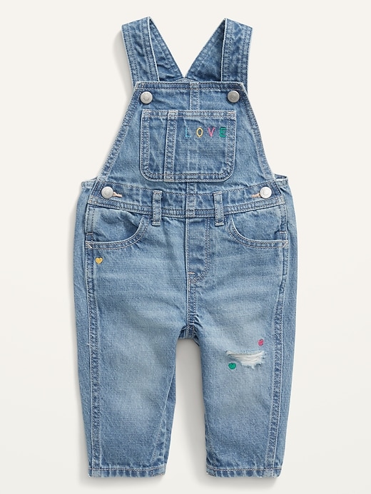 View large product image 1 of 3. Unisex Embroidered-Graphic Jean Overalls for Baby