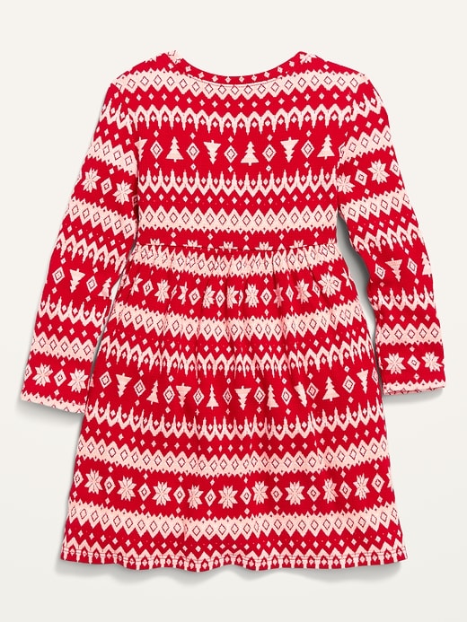 View large product image 2 of 2. Fit & Flare Long-Sleeve Fair Isle Thermal Dress for Toddler Girls