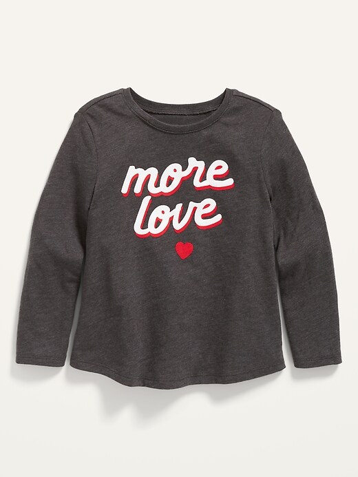 Old Navy Long-Sleeve "More Love" Graphic T-Shirt for Toddler Girls. 1