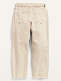 View large product image 4 of 4. High-Waisted Slouchy Straight Frayed-Hem Jeans for Girls