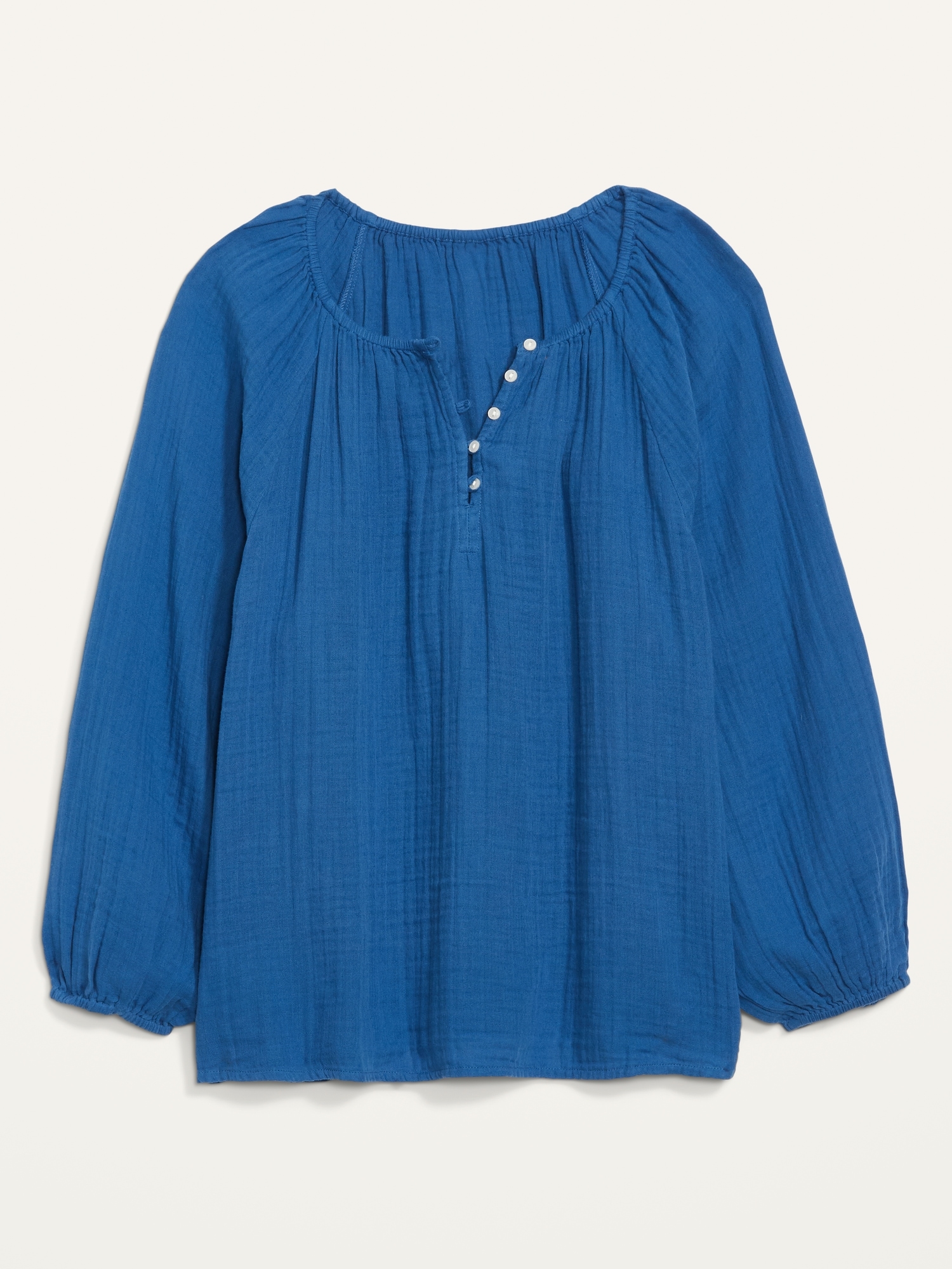 Shirred DoubleWeave LongSleeve Blouse for Women Old Navy