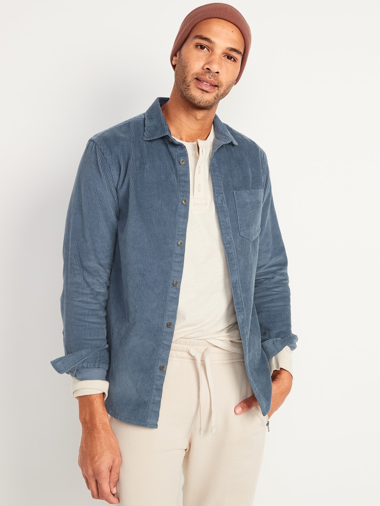 Regular Fit Cotton Corduroy Non-Stretch Shirt for Men | Old Navy