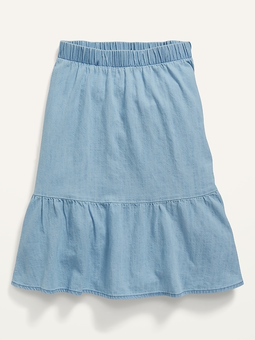 View large product image 1 of 3. Tiered Jean Pull-On Skirt for Girls