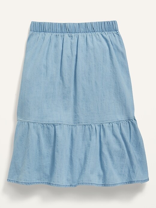 View large product image 2 of 3. Tiered Jean Pull-On Skirt for Girls