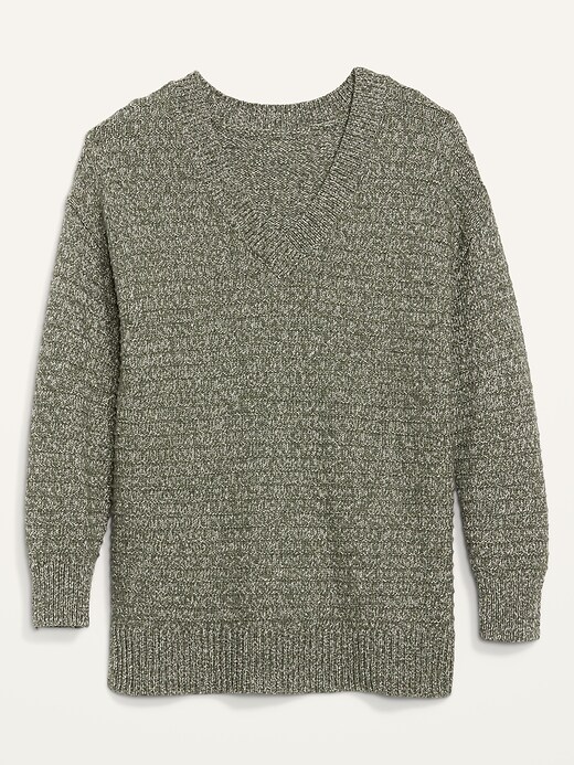Image number 4 showing, Long-Sleeve Heathered Textured-Knit Tunic Sweater for Women