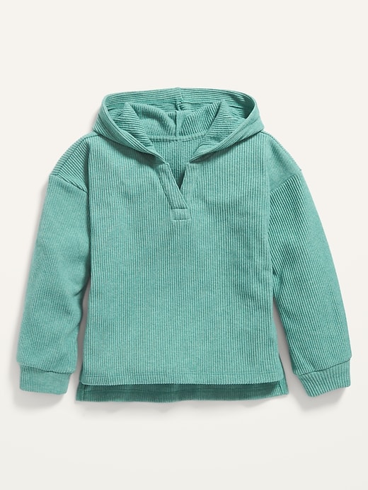 View large product image 1 of 2. Long-Sleeve Split-Neck Plush Hoodie for Girls