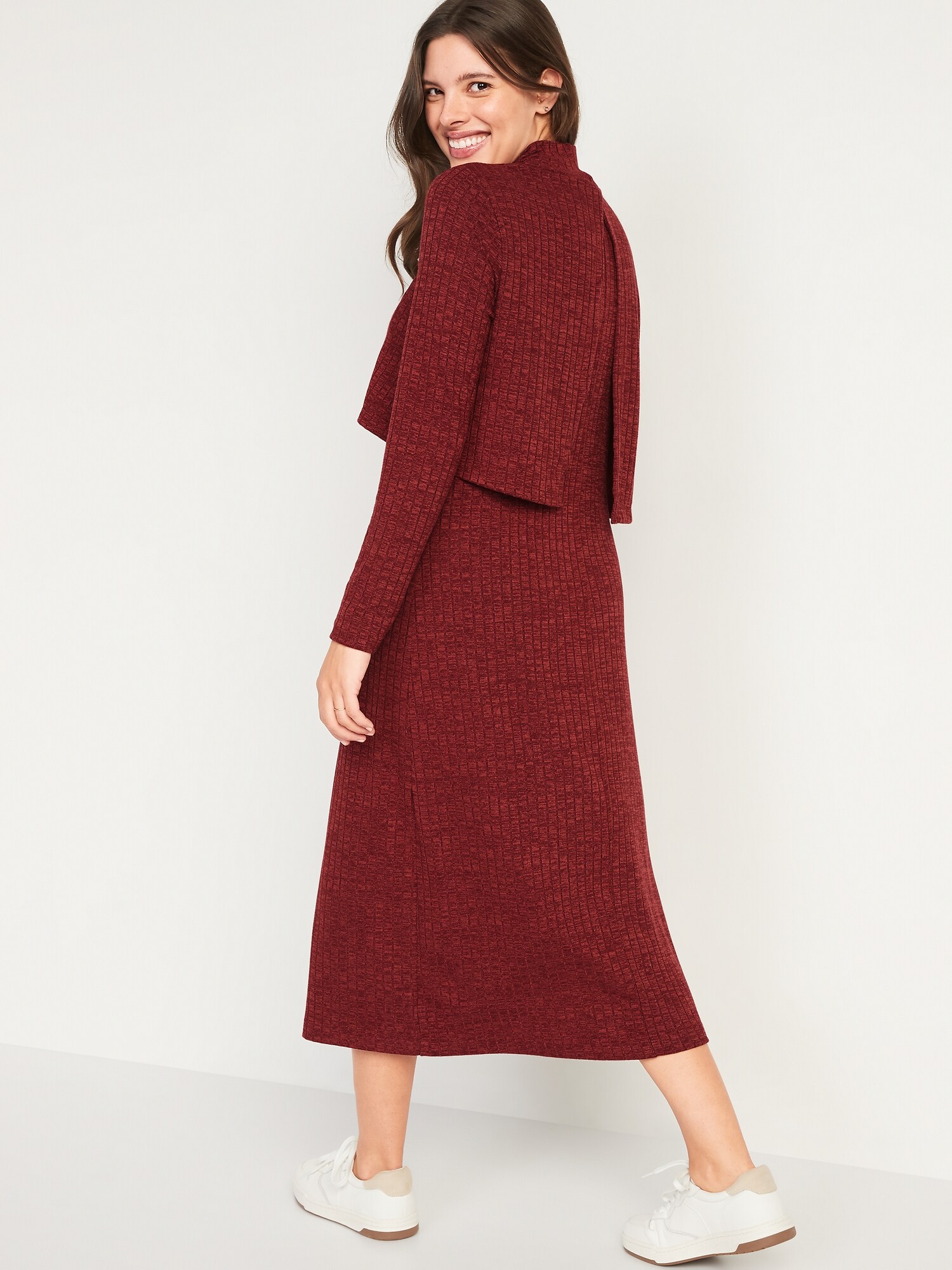 Maternity DoubleLayer Midi Nursing Sweater Dress Old Navy
