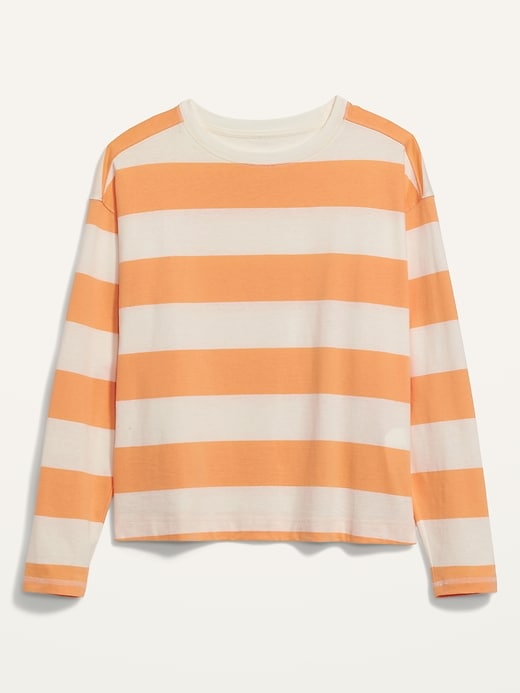 Image number 4 showing, Long-Sleeve Vintage Loose Striped Easy T-Shirt for Women