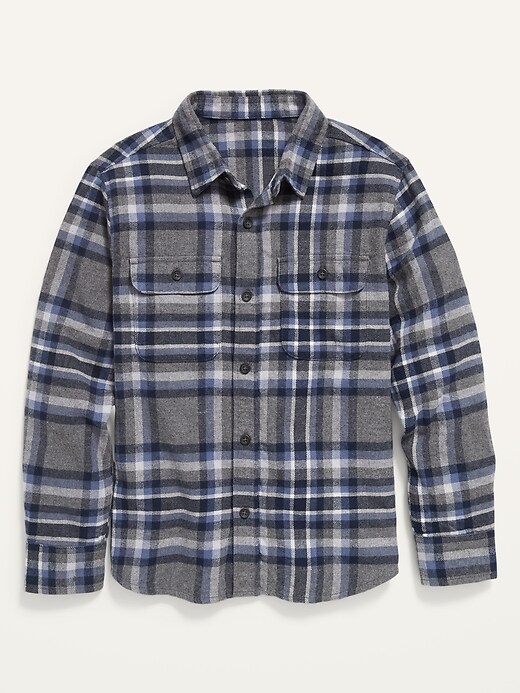 View large product image 1 of 2. Plaid Flannel Utility Pocket Shirt for Boys