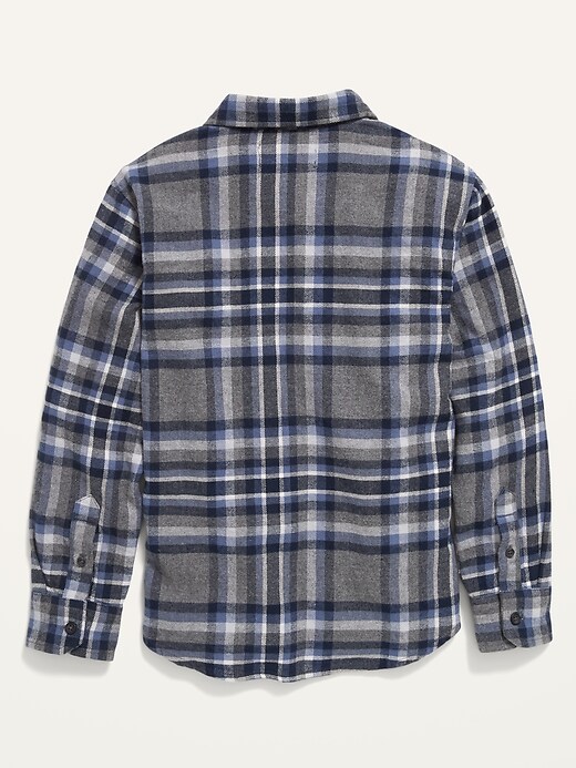 View large product image 2 of 2. Plaid Flannel Utility Pocket Shirt for Boys