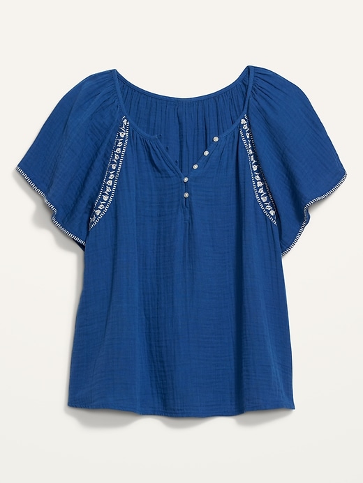 Image number 4 showing, Flutter-Sleeve Embroidered Swing Blouse